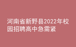 河南省新野縣2022年校園招聘高中急需緊缺教師實施方案