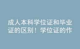 成人本科學(xué)位證和畢業(yè)證的區(qū)別！學(xué)位證的作用！ 