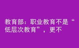 教育部：職業(yè)教育不是“低層次教育”，更不是“淘汰教育”