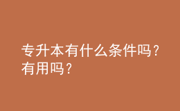 專升本有什么條件嗎？有用嗎？ 