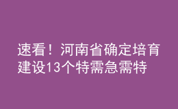 速看！河南省確定培育建設(shè)13個(gè)特需急需特色骨干學(xué)科（群）