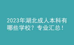 2023年湖北成人本科有哪些學(xué)校？專業(yè)匯總！