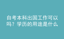 自考本科出國工作可以嗎？學(xué)歷的用途是什么 