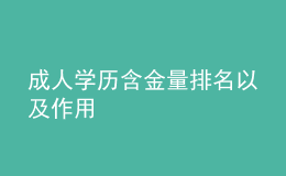 成人學歷含金量排名以及作用
