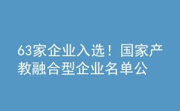 63家企業(yè)入選！國(guó)家產(chǎn)教融合型企業(yè)名單公示