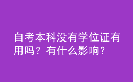自考本科沒有學(xué)位證有用嗎？有什么影響？ 