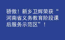 驕傲！新鄉(xiāng)衛(wèi)輝榮獲“河南省義務教育階段課后服務示范區(qū)”！