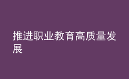 推進職業(yè)教育高質(zhì)量發(fā)展