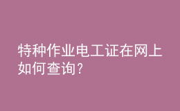 特種作業(yè)電工證在網(wǎng)上如何查詢？