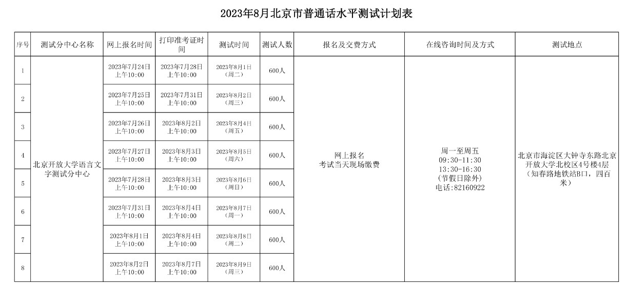 2023年北京普通話(huà)準(zhǔn)考證打印入口7月28日開(kāi)通